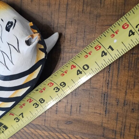 Hand Carved Wood Wooden Walking Stick Cane Zebra 40" - one ear damaged - Picture 5 of 5